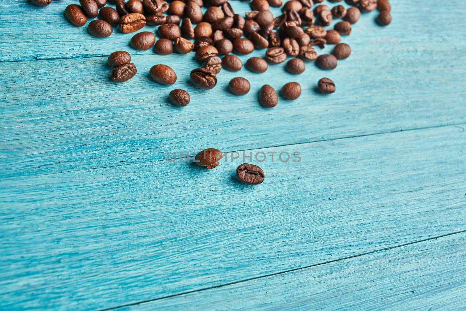 natural coffee Hot drink spilled grains view from above by Vichizh