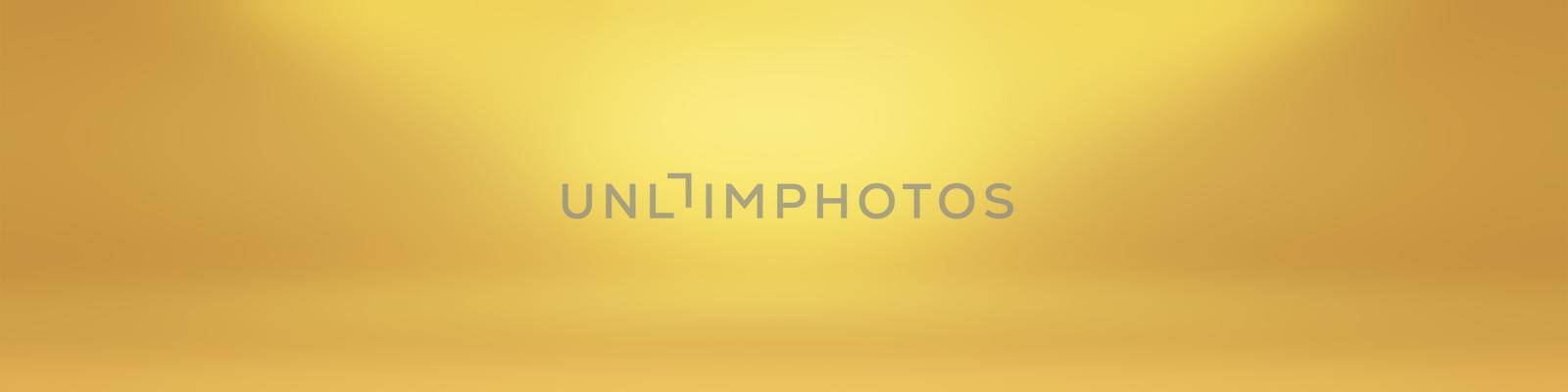 Abstract solid of shining yellow gradient studio wall room background. by Benzoix