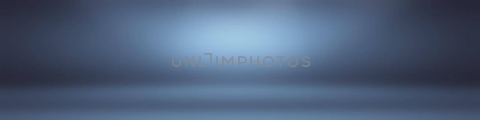 Abstract Luxury gradient Blue background. Smooth Dark blue with Black vignette Studio Banner. by Benzoix