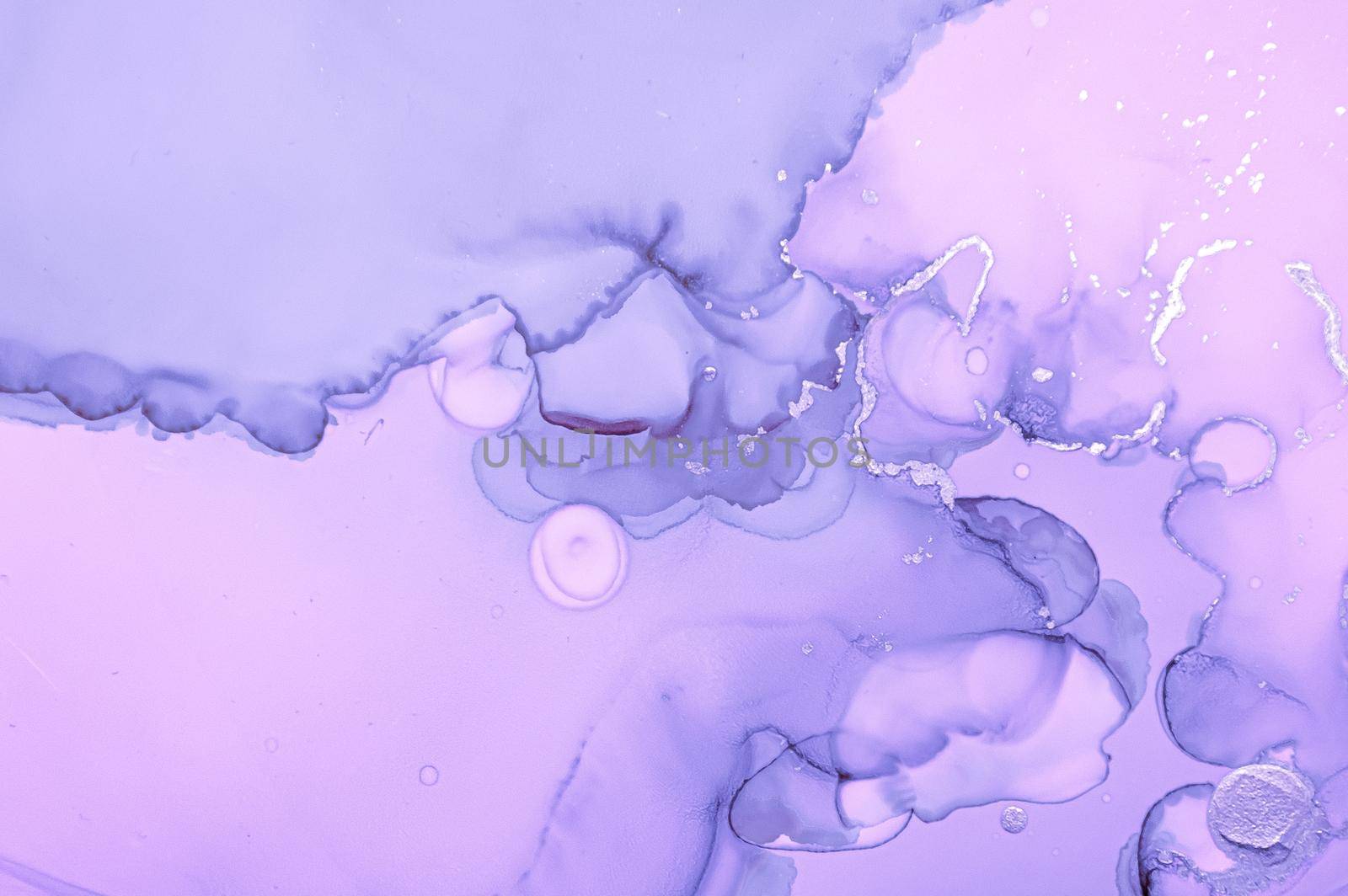 Purple Liquid Paint. Grey Gray Acrylic Ink Background. Abstract Marble Effect. Modern Liquid Paint Waves. Watercolour Fluid Drops. Smoke Alcohol Art Texture. Flow Liquid Paint.