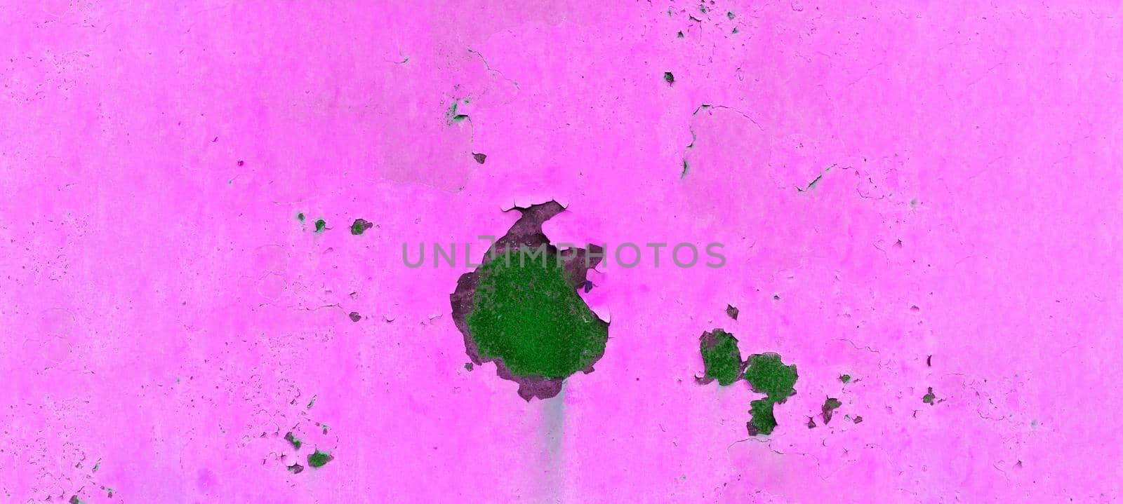 Color background: rusty metal surface with pink paint, peeling texture. banner