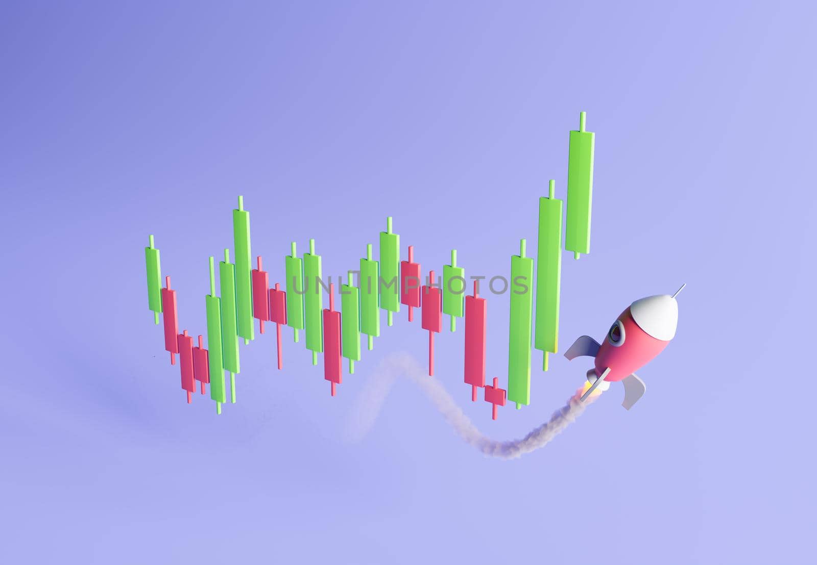 candlestick chart with a rocket ascending by asolano