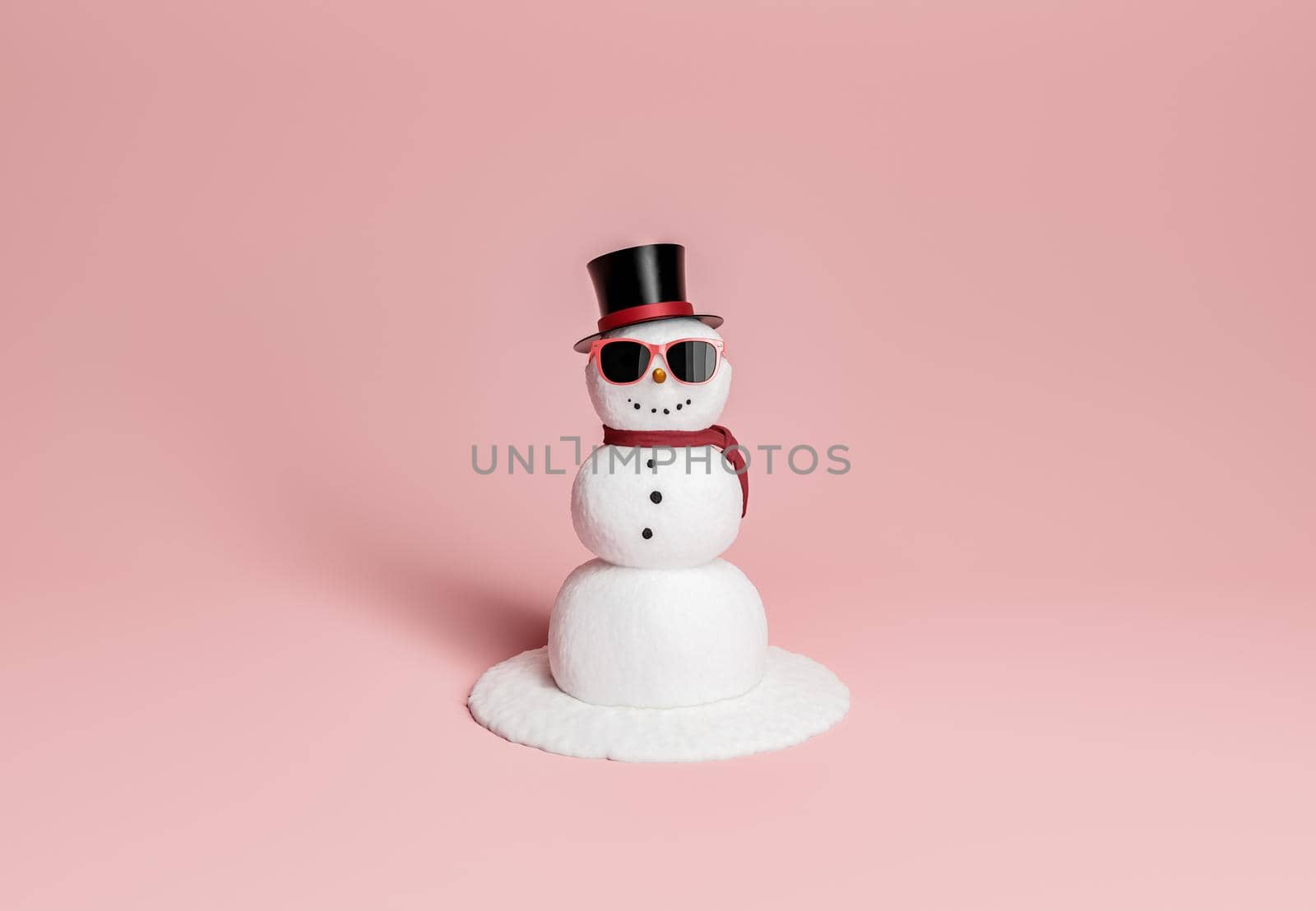 snowman with sunglasses, hat and scarf by asolano