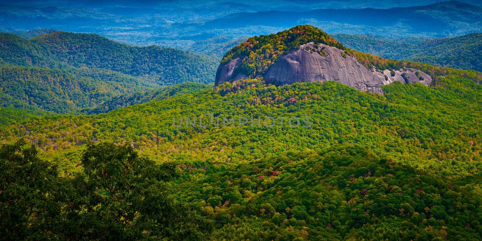 Looking Glass Rock in Pisgah National Forest, North Carolina, USA at early fall season.