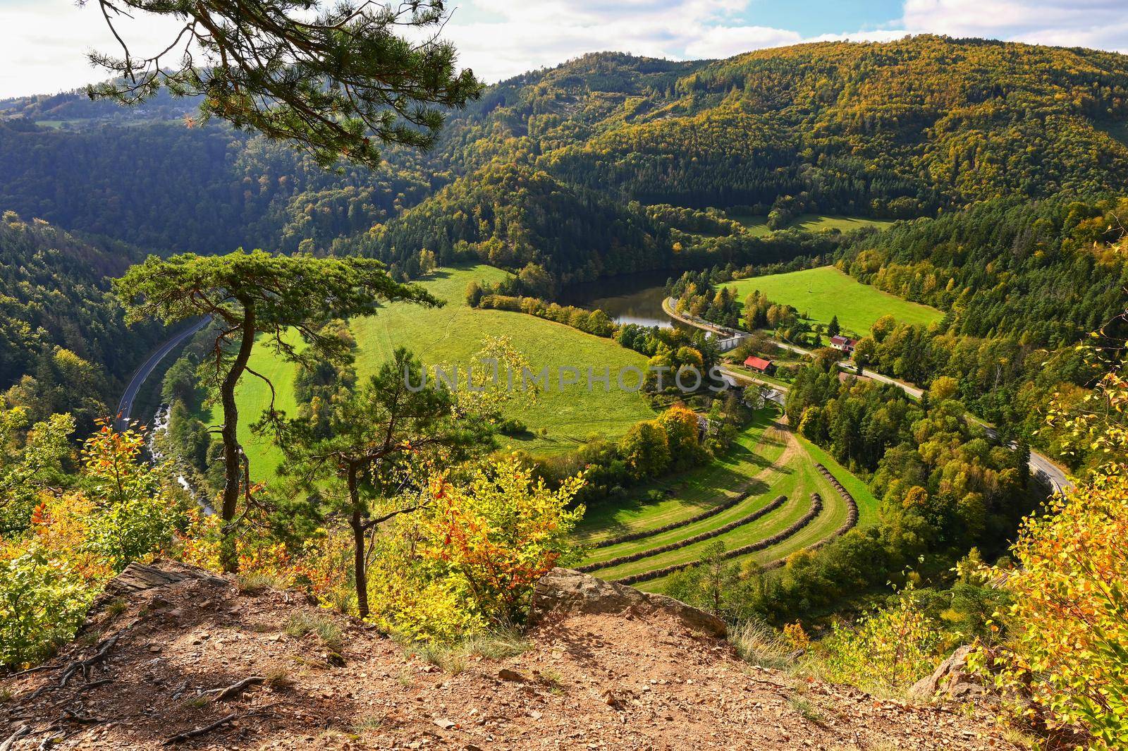 Beautiful autumn landscape. Natural colorful background. Colorful autumn atmosphere in nature Czech Republic - Europe.