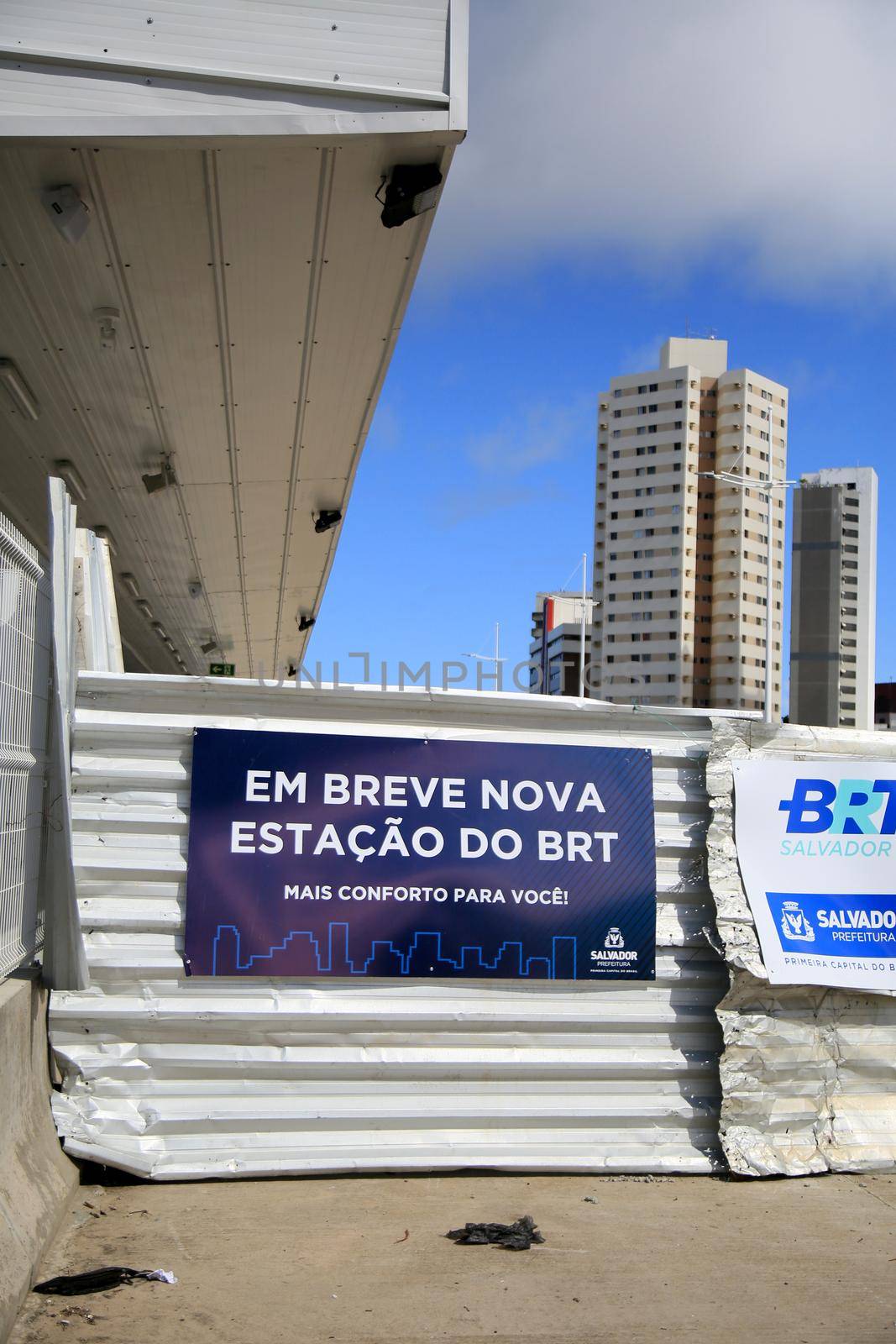 salvador, bahia, brazil - july 20, 2021: view of a BRT station under construction on Avenida ACM in the city of Salvador.