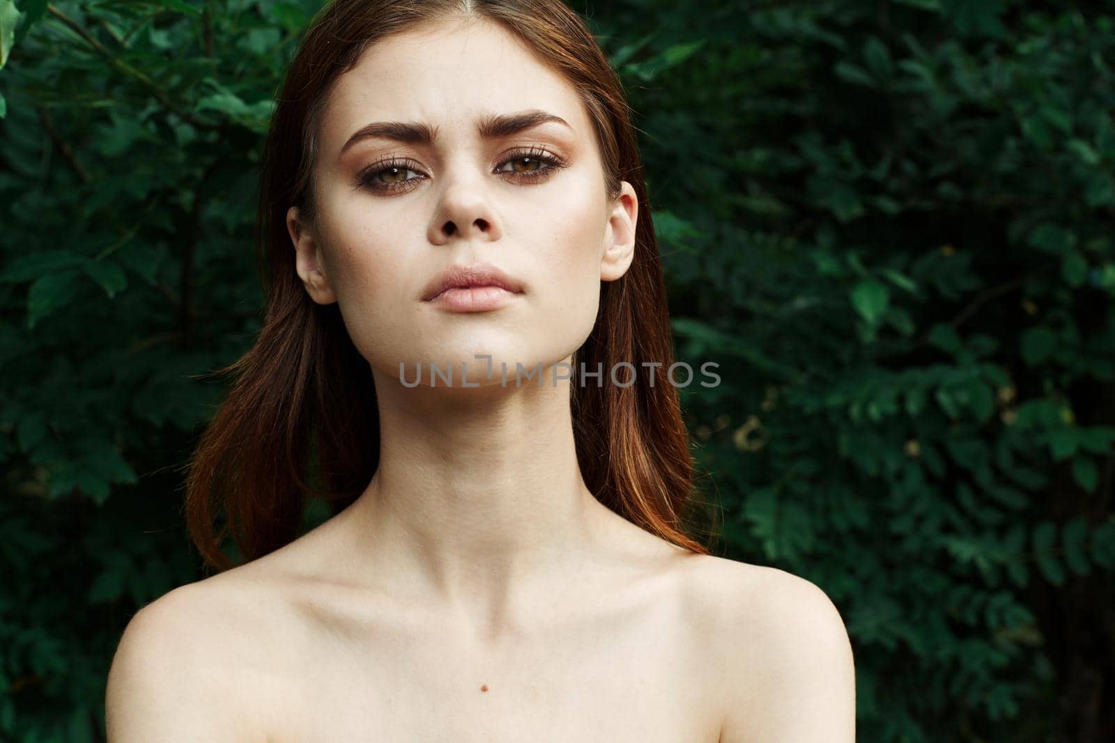 beautiful woman makeup spa nature fresh air cropped view. High quality photo