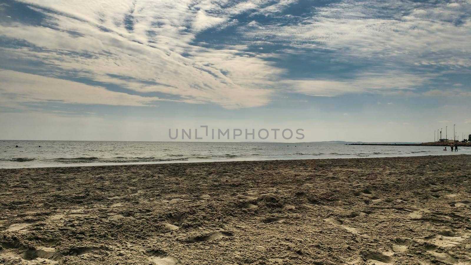Colorful sunset on the beach in Autumn in Santa Pola, Alicante, Spain