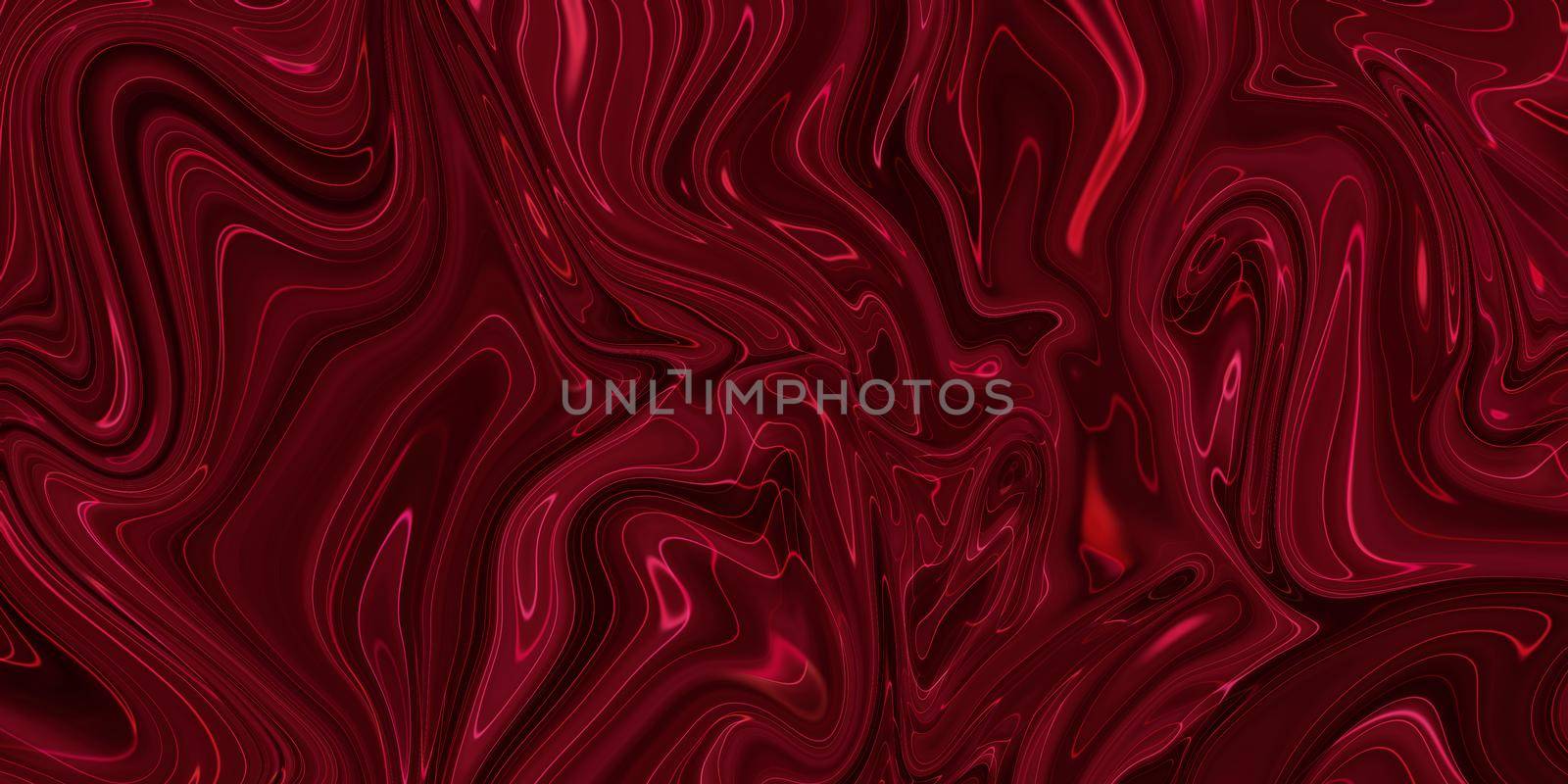 Creative abstract mixed red color painting with marble liquid effect, panorama.