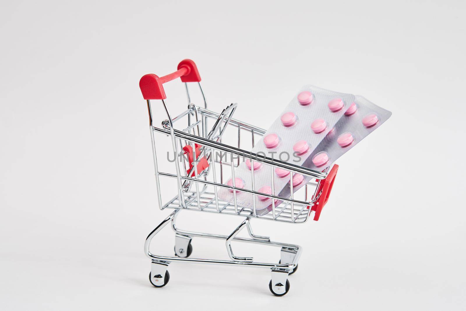 drug trolleys pharmacy shopping light background pharmacy by Vichizh