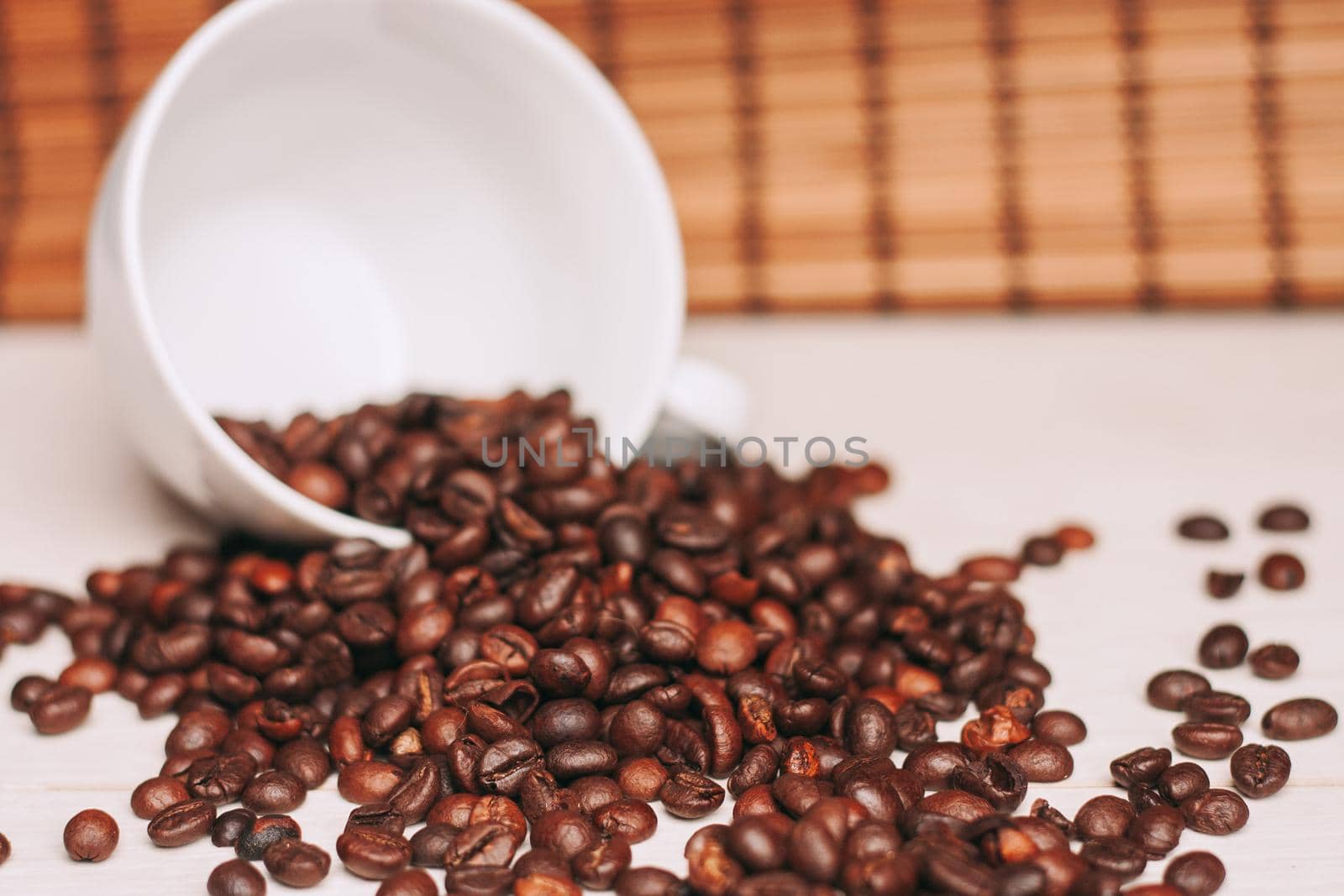 coffee beans breakfast fresh scent view from above. High quality photo