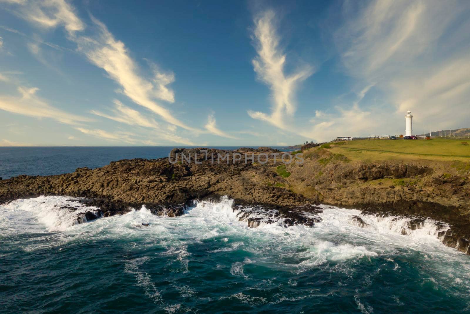 Drone aerial photograph of the Lighthouse in Kiama on the south coast of New South Wales in Australia