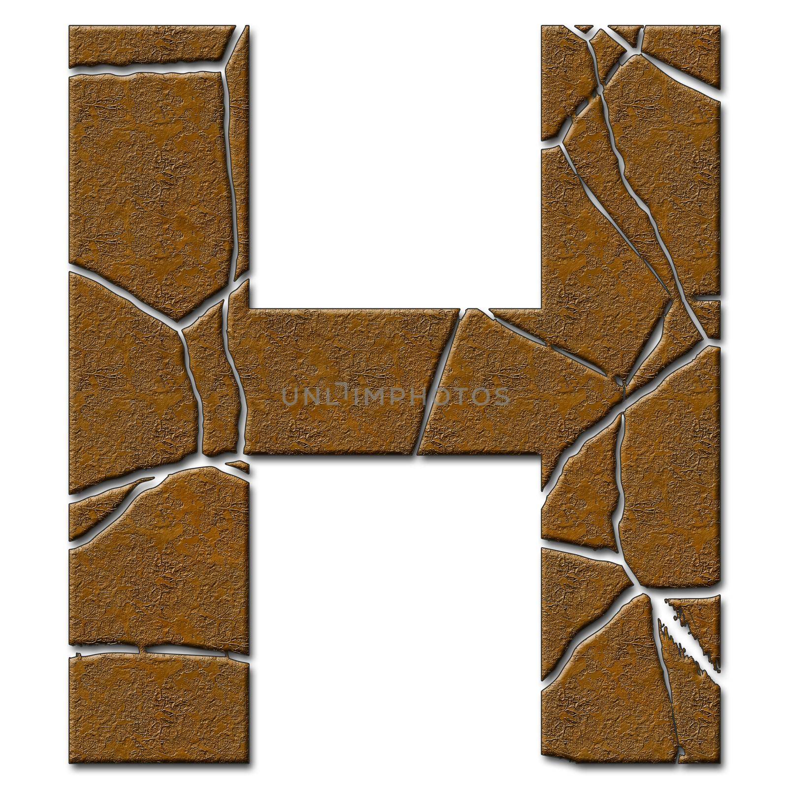 3D render of metal pattern and texture alphabet capital letter with cracks