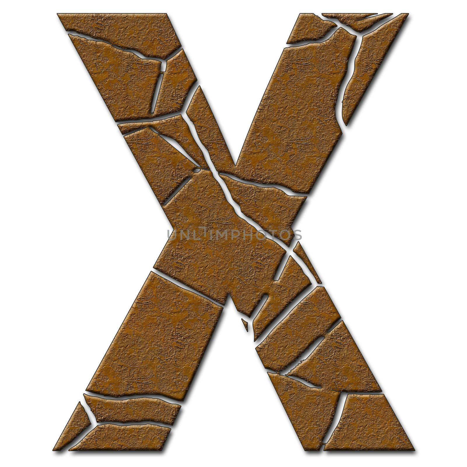 3D render of metal pattern and texture alphabet capital letter with cracks