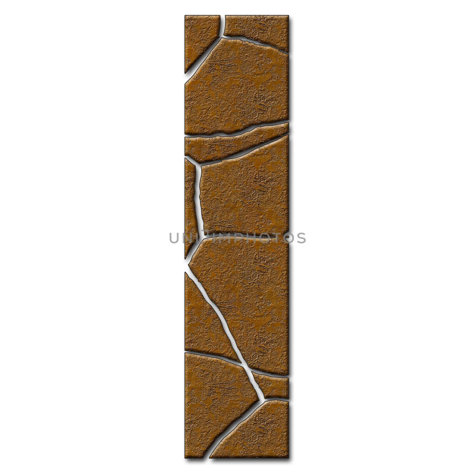 3D render of metal pattern and texture alphabet capital letter with cracks 