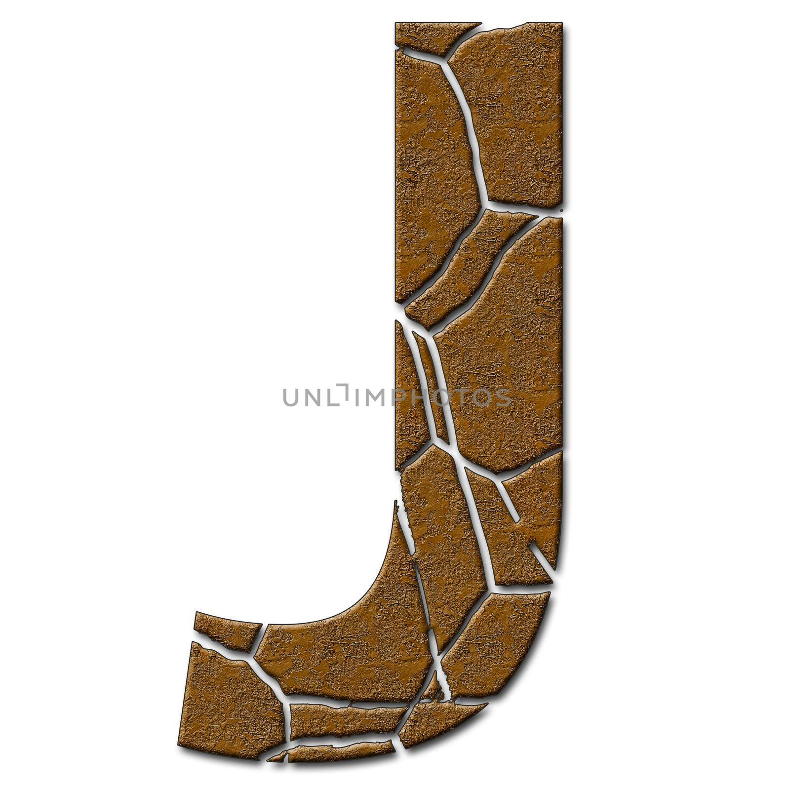 3D render of metal pattern and texture alphabet capital letter with cracks