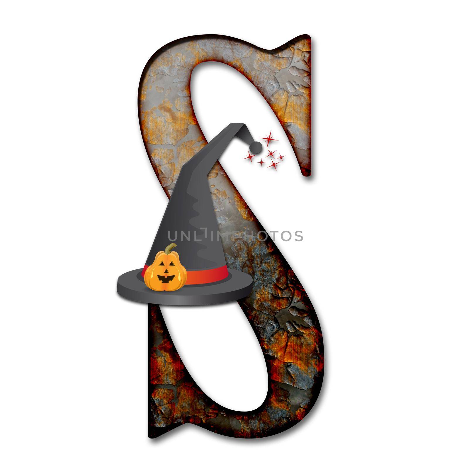 3D render of halloween alphabet capital letter with hat by stocklady