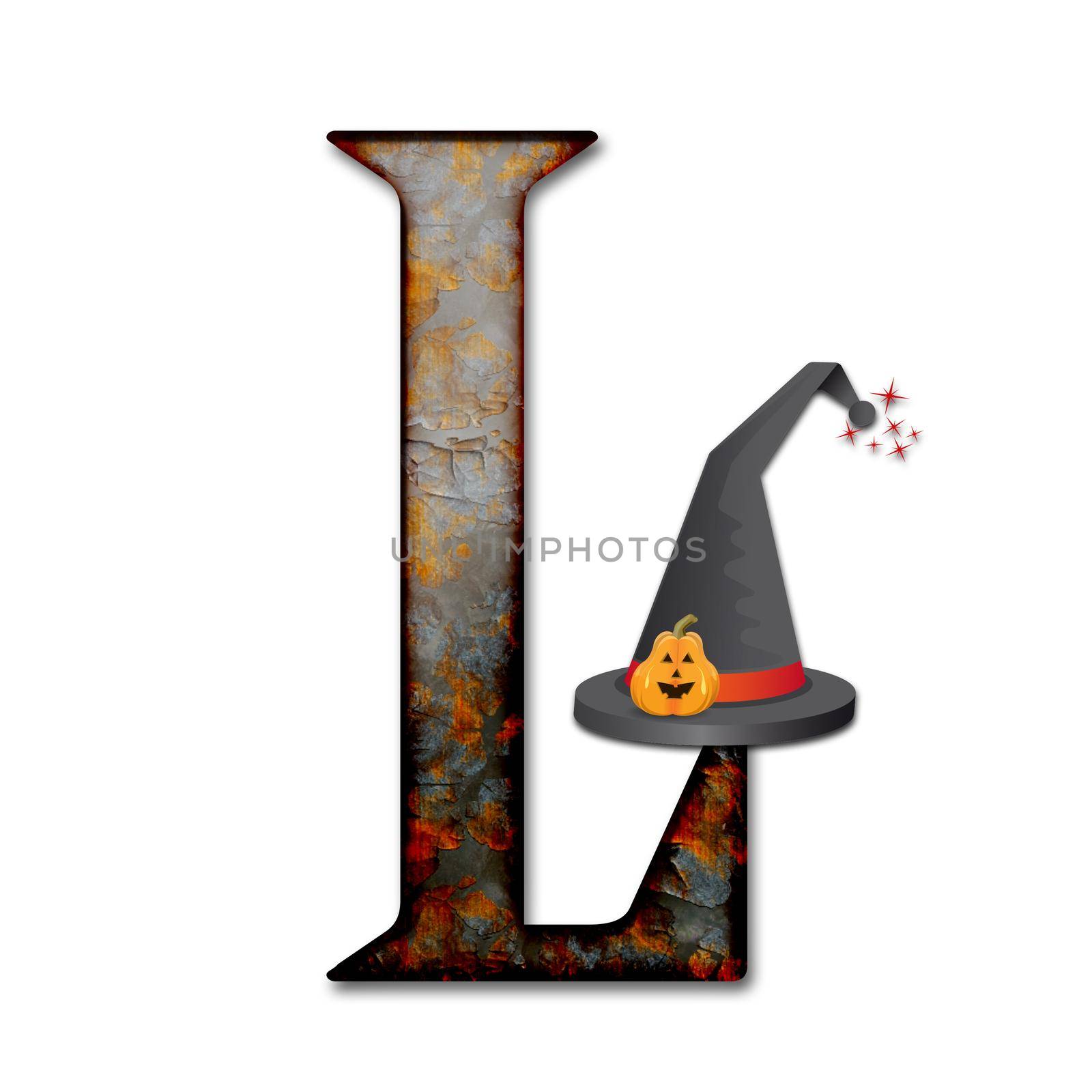 3D render of halloween alphabet capital letter with hat by stocklady