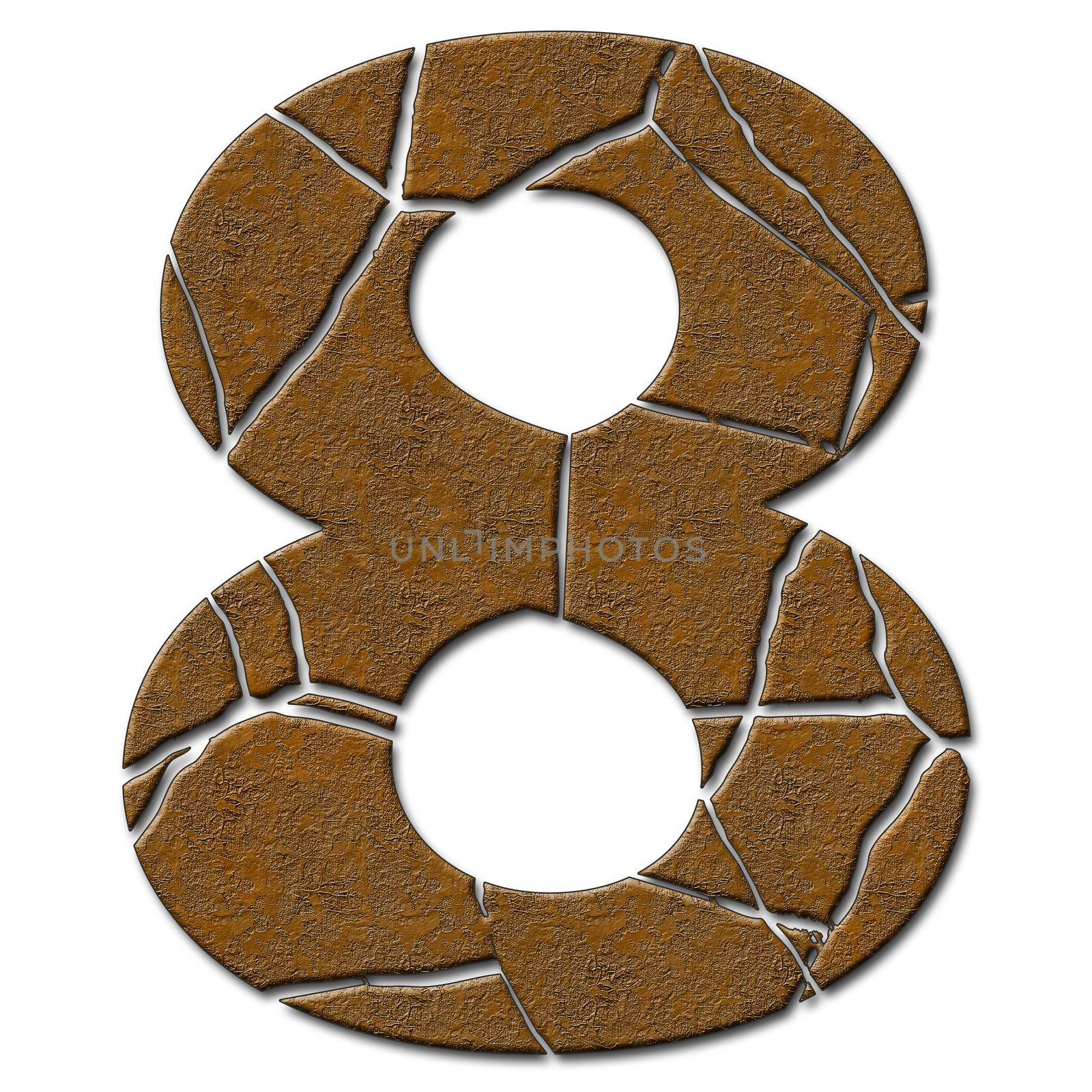 3D render of metallic number with cracks by stocklady