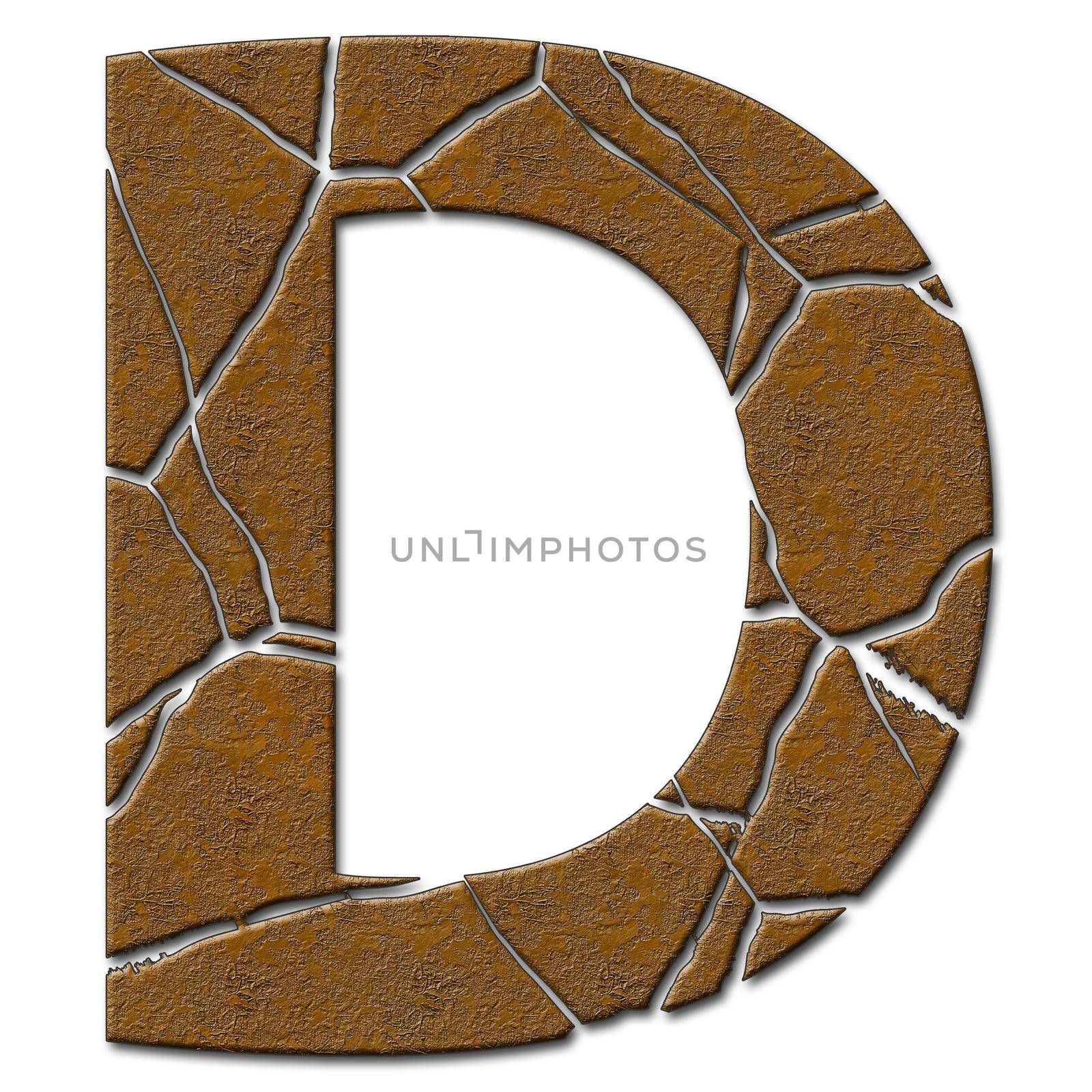 3D render of metal pattern and texture alphabet capital letter with cracks