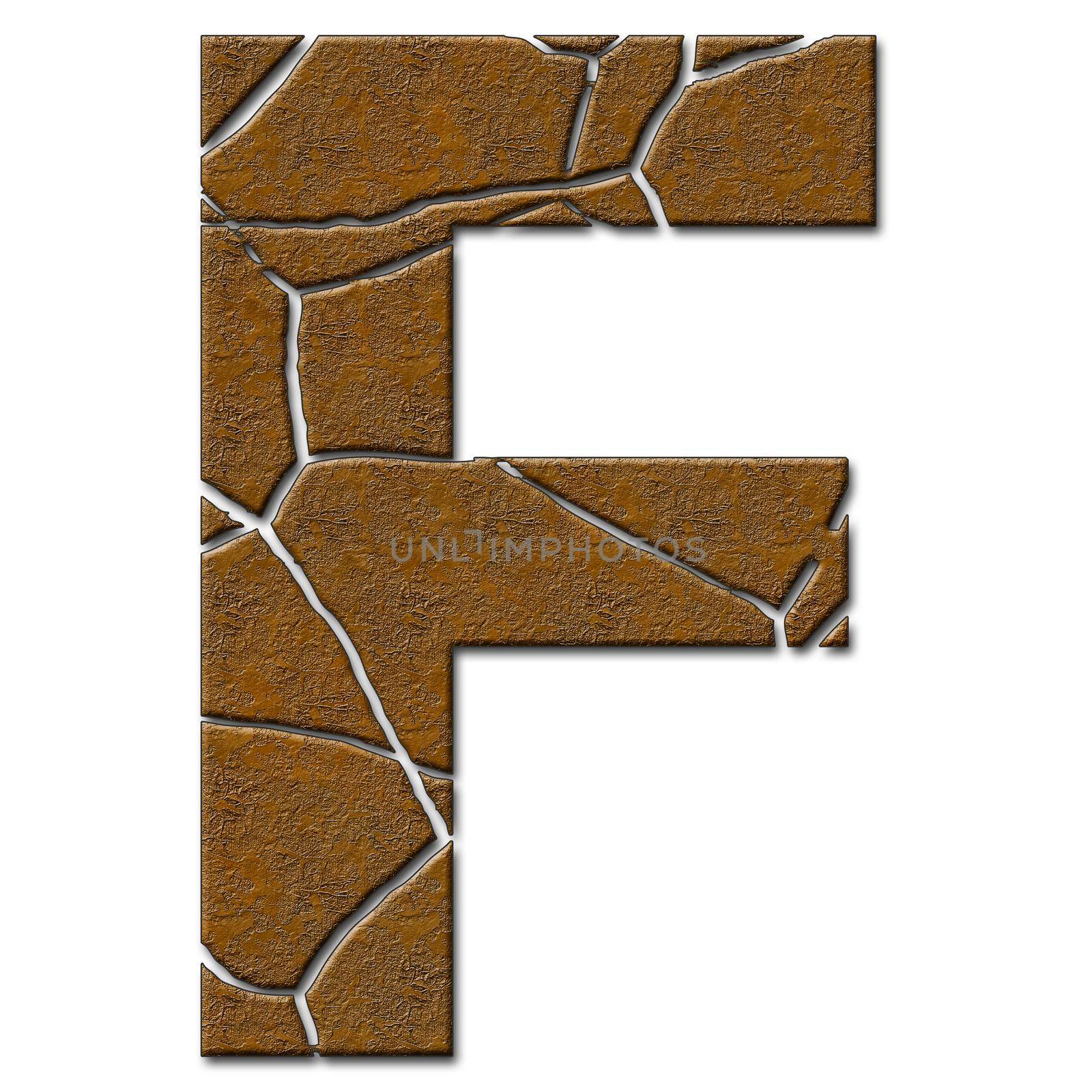 3D render of metal pattern and texture alphabet capital letter with cracks
