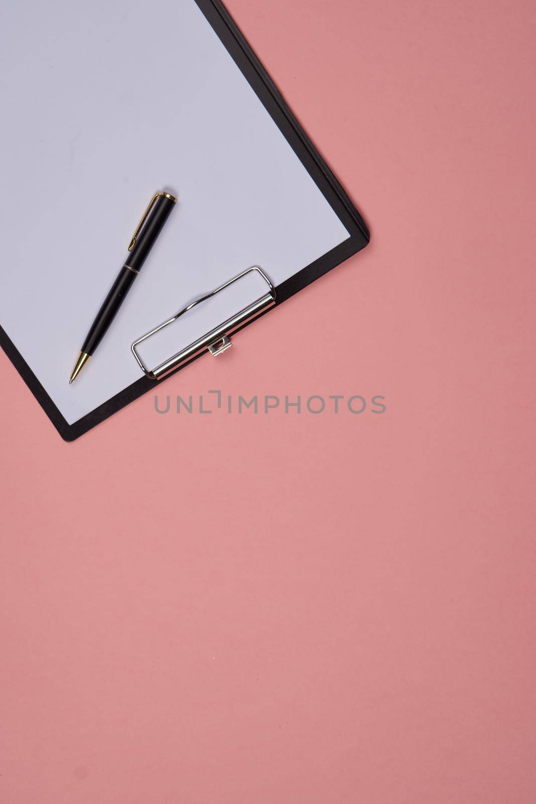 folder for papers office accessories notepad colorful background business tools. High quality photo