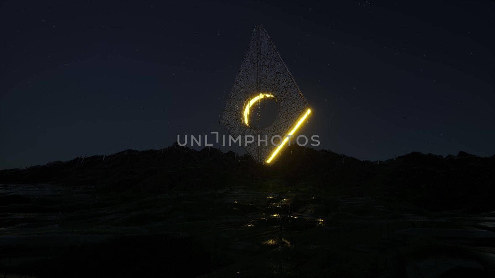 Fantasy artefact another planet rain night Abstract Futuristic architecture cosmic 3d render