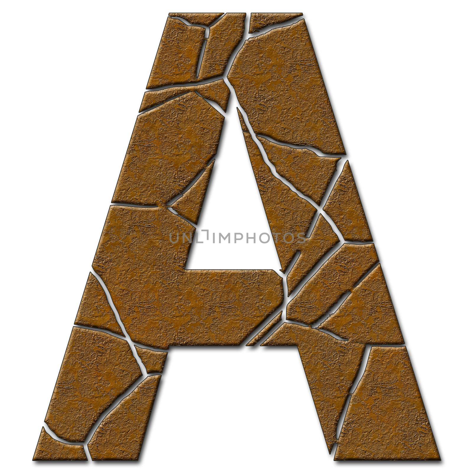 3D render of metal pattern and texture alphabet capital letter with cracks