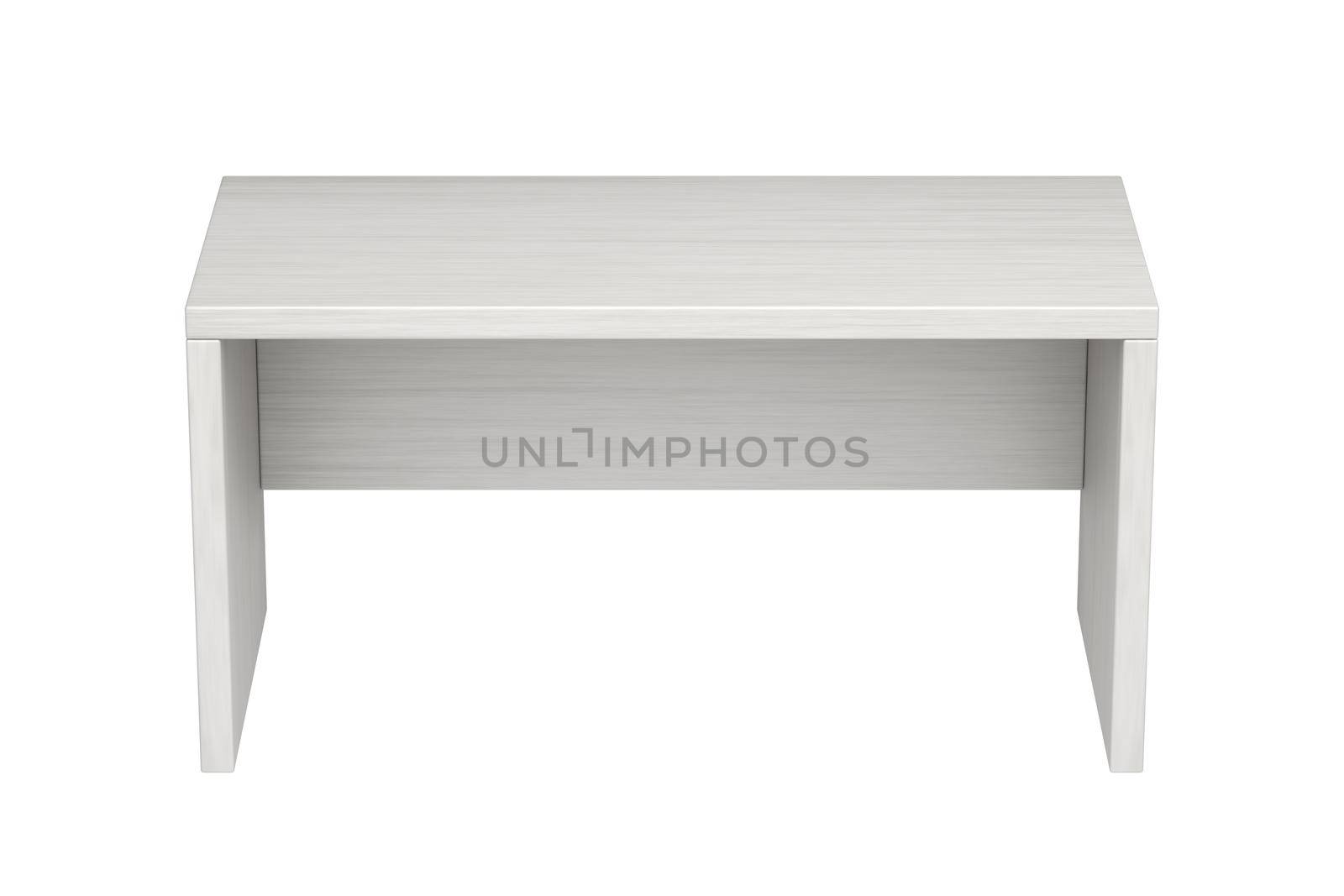 Front view of modern desk, isolated on white background