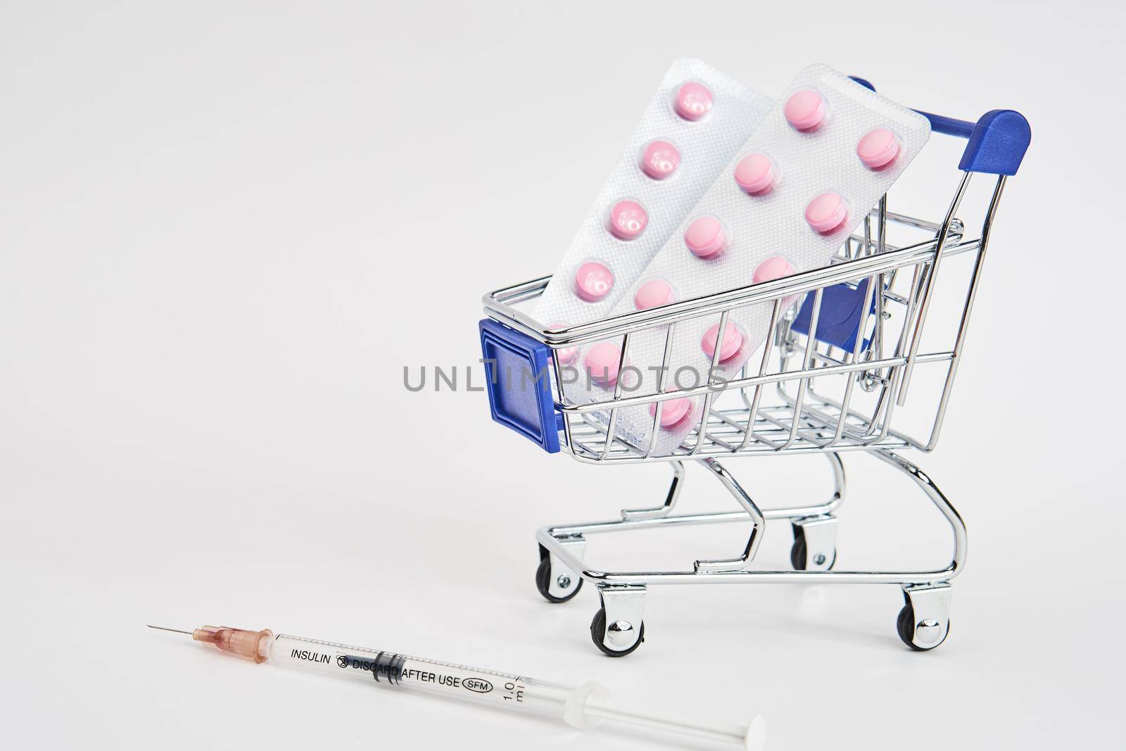 drug trolleys pharmacy shopping light background pharmacy by Vichizh