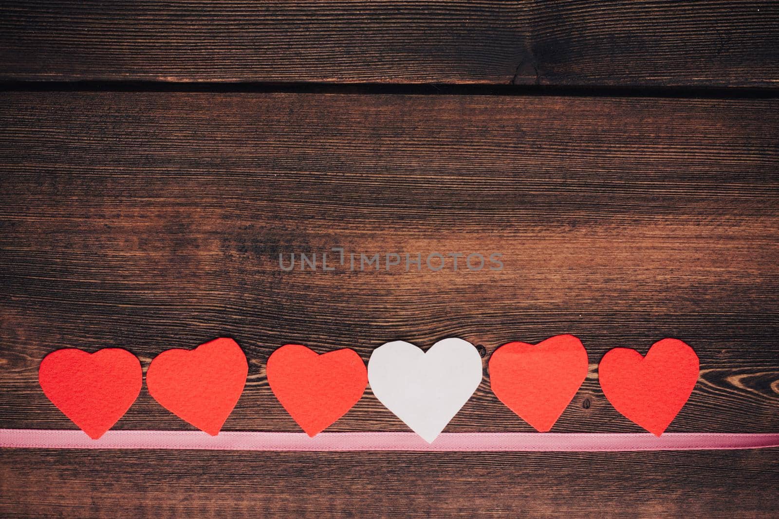 Valentine's day decoration wooden table design object. High quality photo
