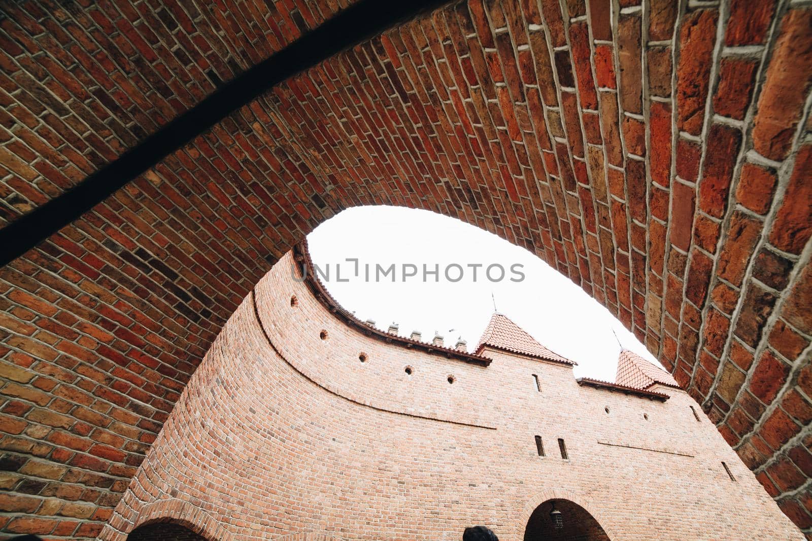 Warsaw Poland - March 2018 Fortification wall arch of Warsaw during winter season