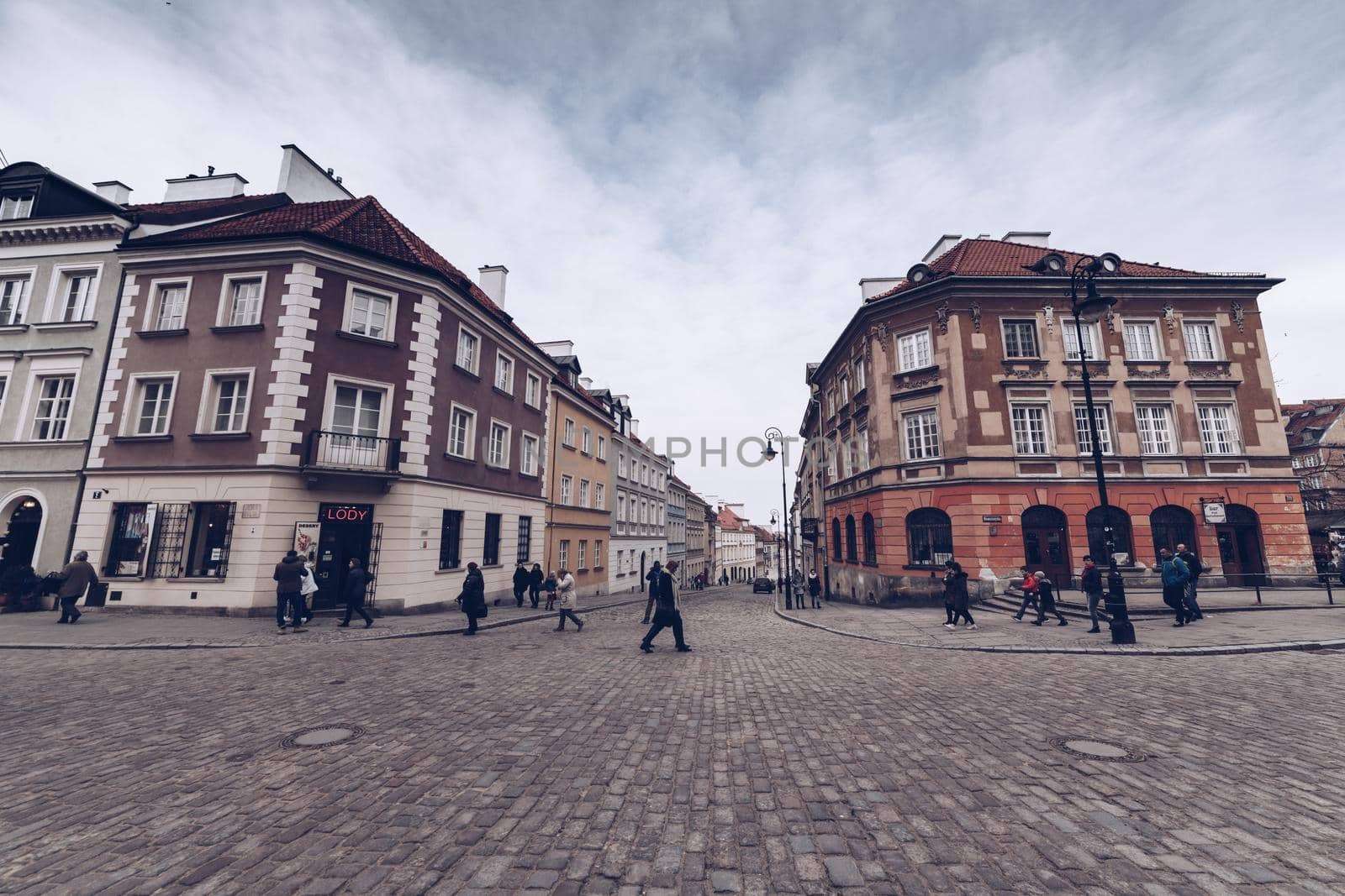 Warsaw Poland - March 2018 peoples along ways of Warsaw during winter season