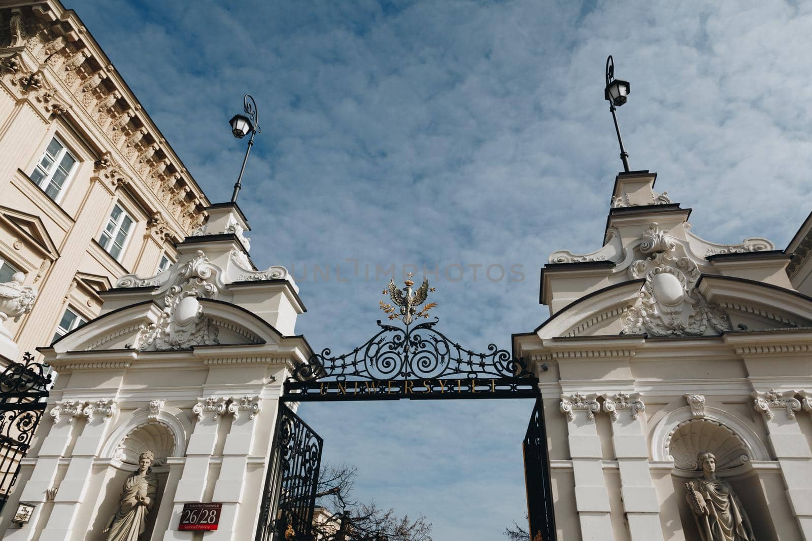 WARSAW, POLAND - March 2018 - Entrance to the University of Warsaw, Poland