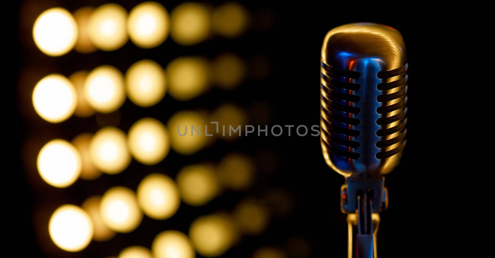 vintage microphone with color background in karaoke. High quality photo