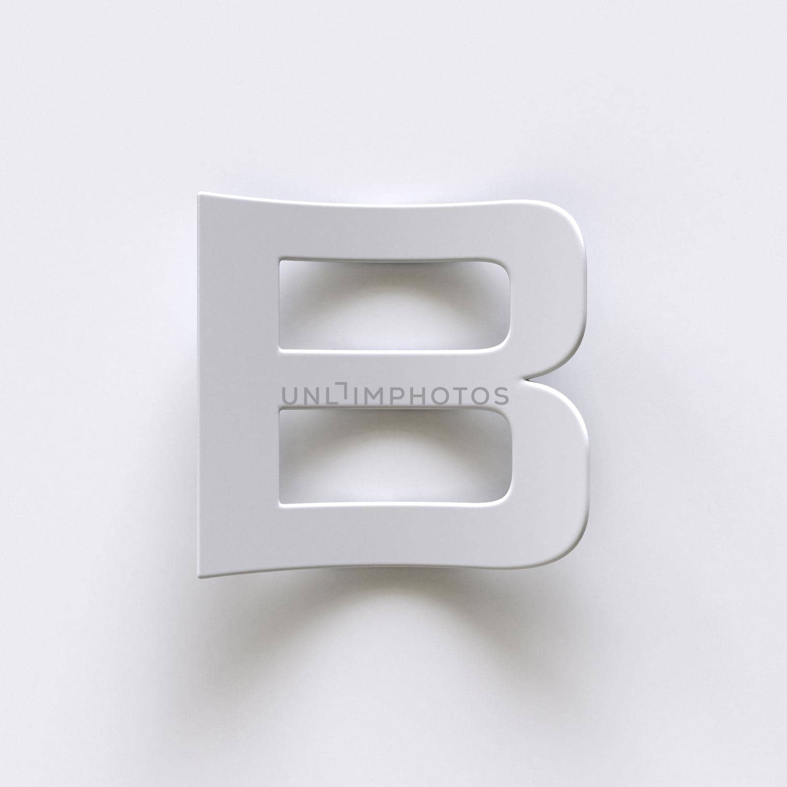 Bent paper font with long shadows  Letter B 3D render illustration isolated on gray background