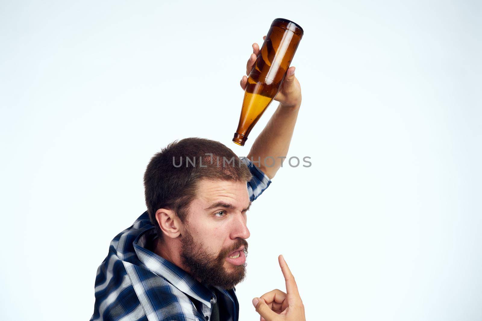 a person beer alcohol emotions fun isolated background. High quality photo