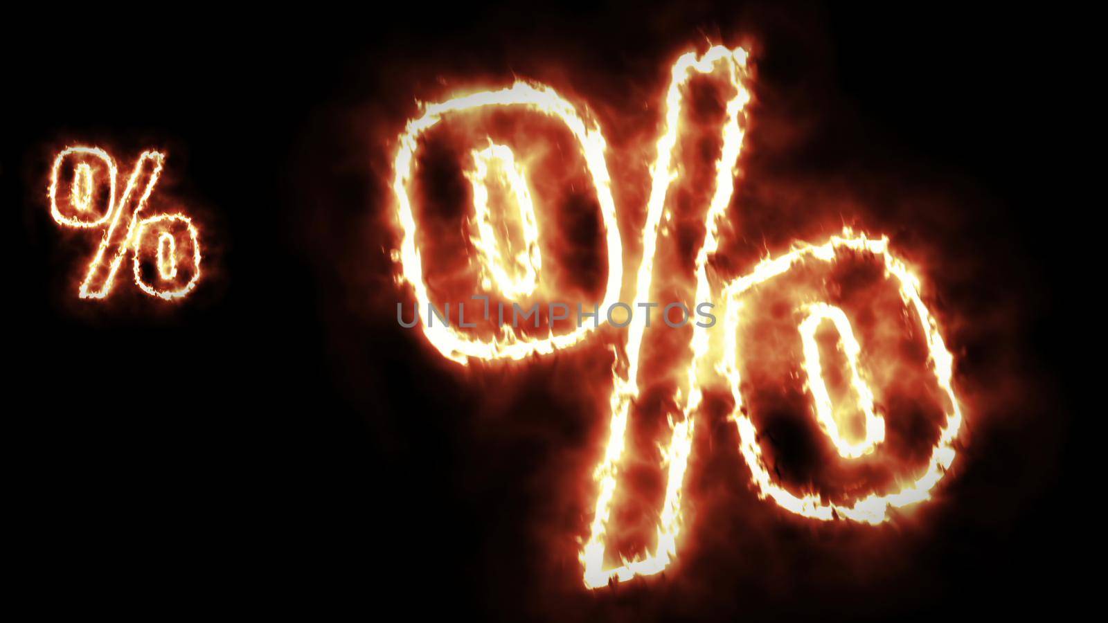 3d illustration -  hot burning sign  on black screen