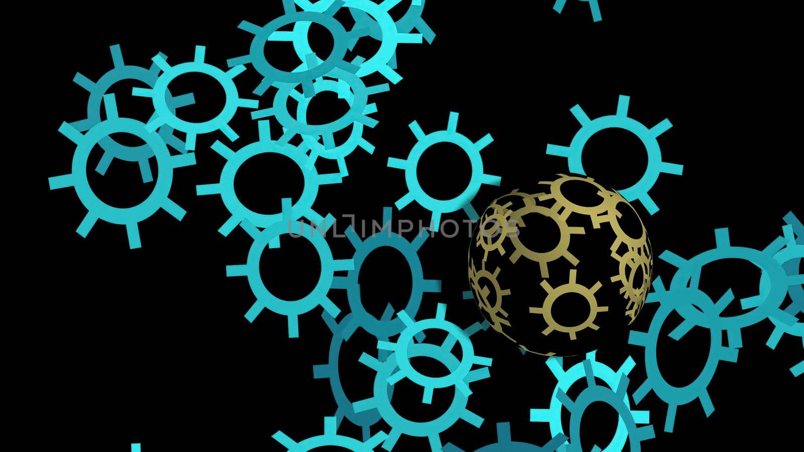 3d illustration - blue  gears Shapes