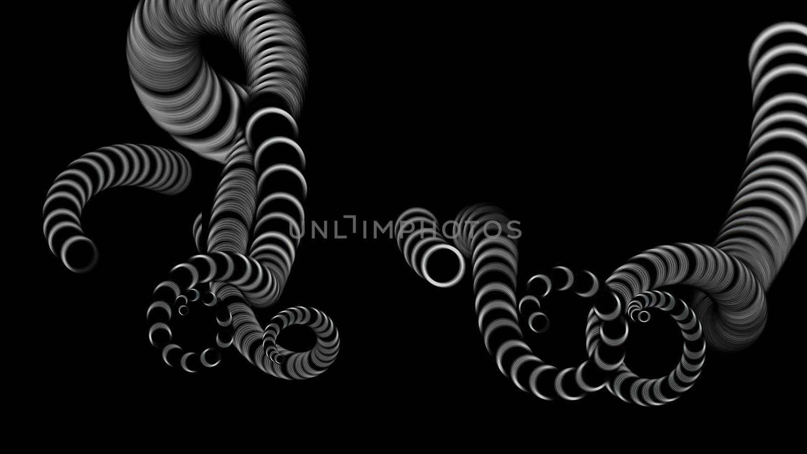 3d illustration - design of Octopus Tentacles on black background