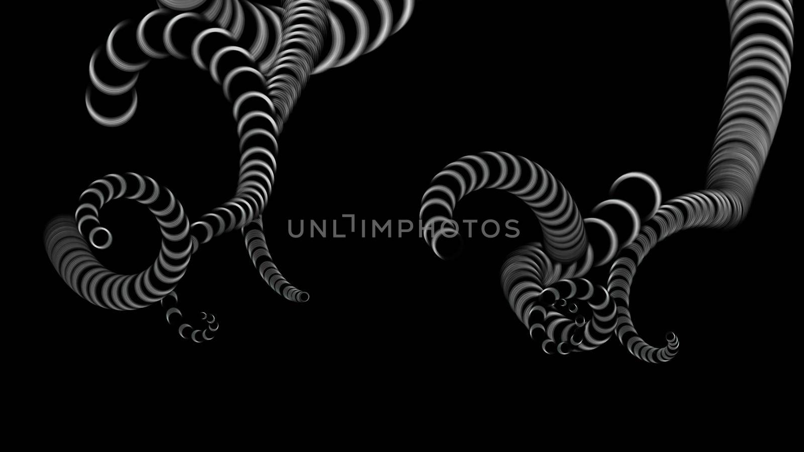 3d illustration - design of Octopus Tentacles on black background