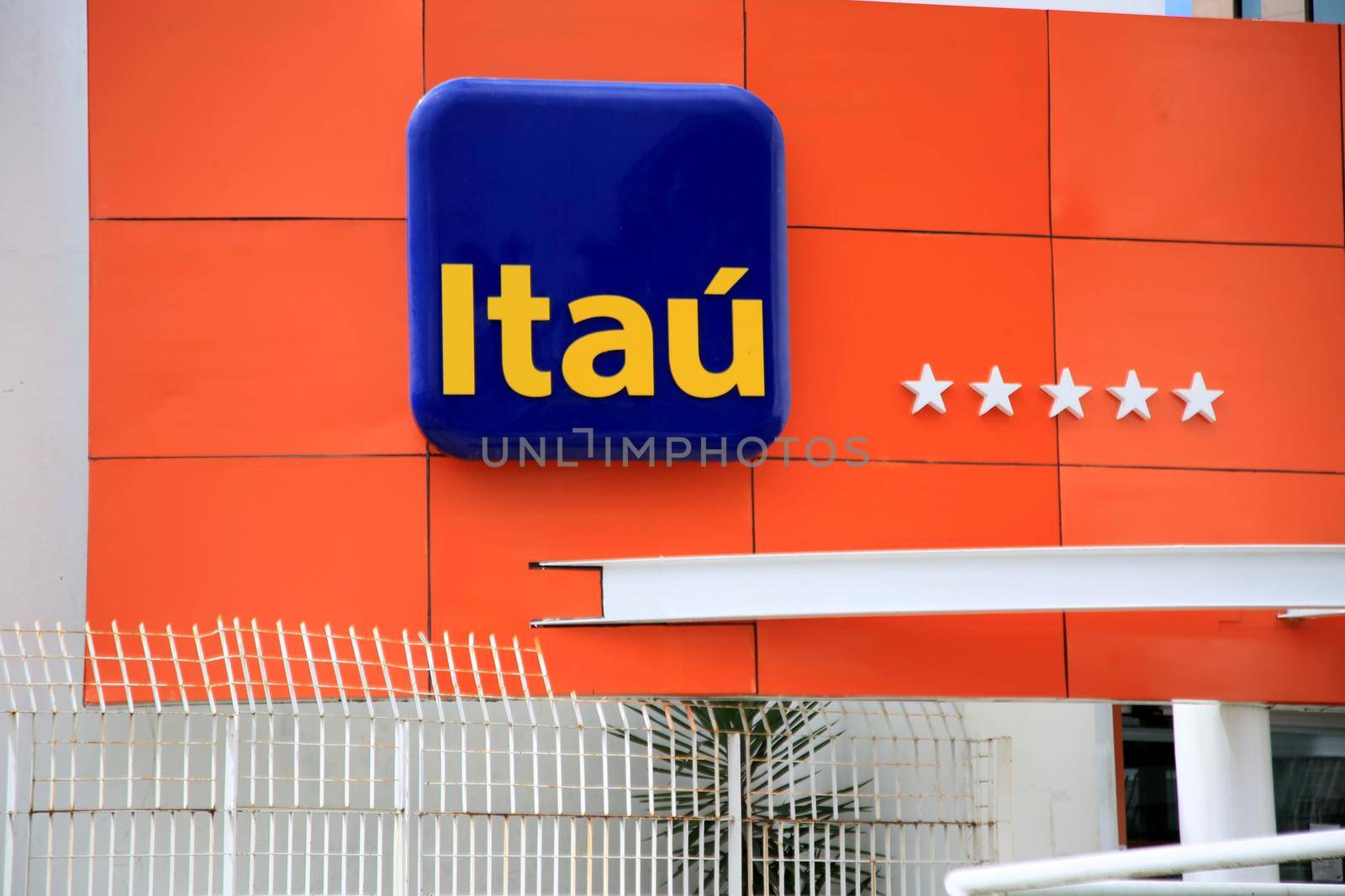 salvador, bahia, brazil - july 20, 2021: facade of an Itau bank branch in the city of Salvador.