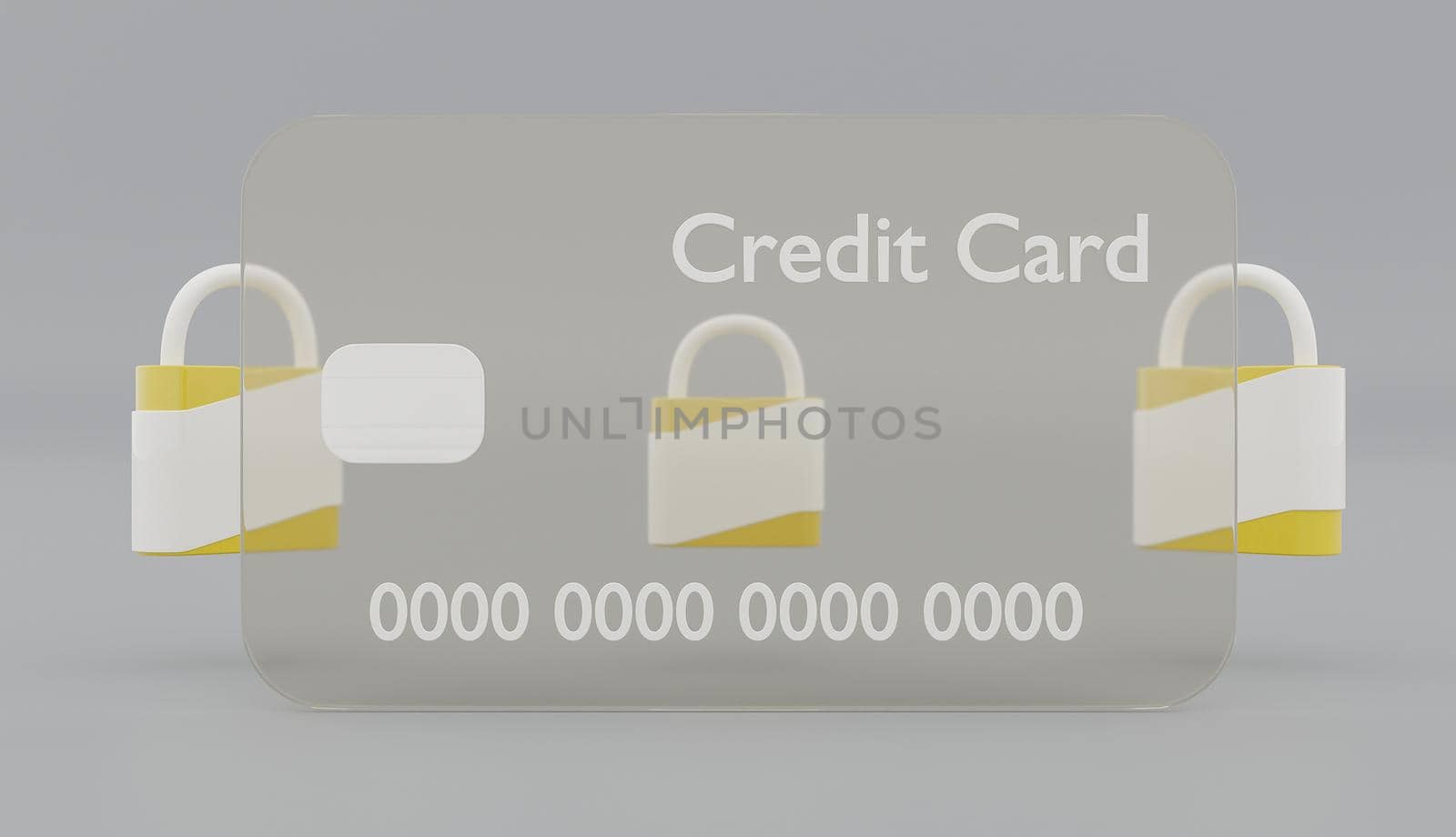 transparent credit card with yellow security locks by asolano