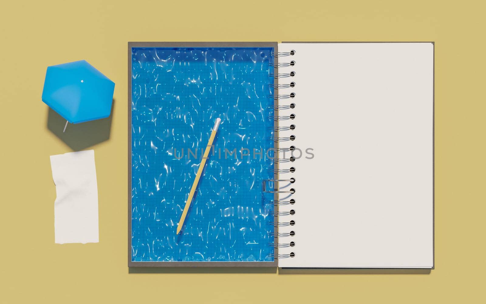 notepad with pool in pasta for planning vacations by asolano