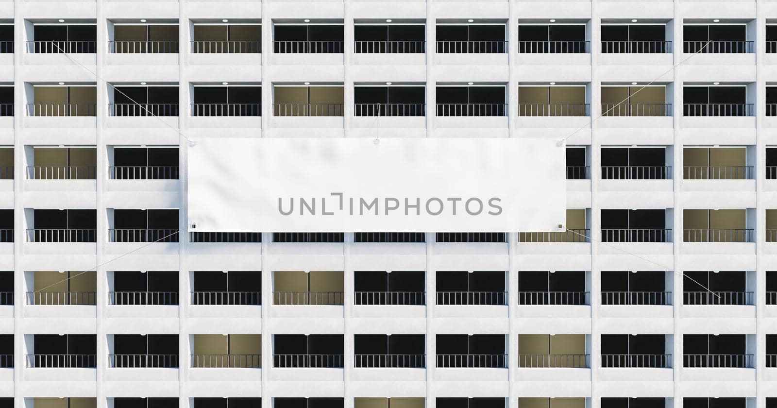 facade of a building with a giant blank banner by asolano