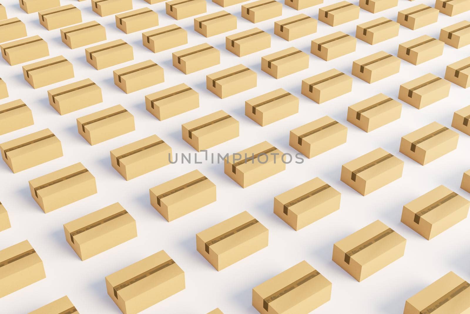 cardboard delivery box pattern on white background . 3d render