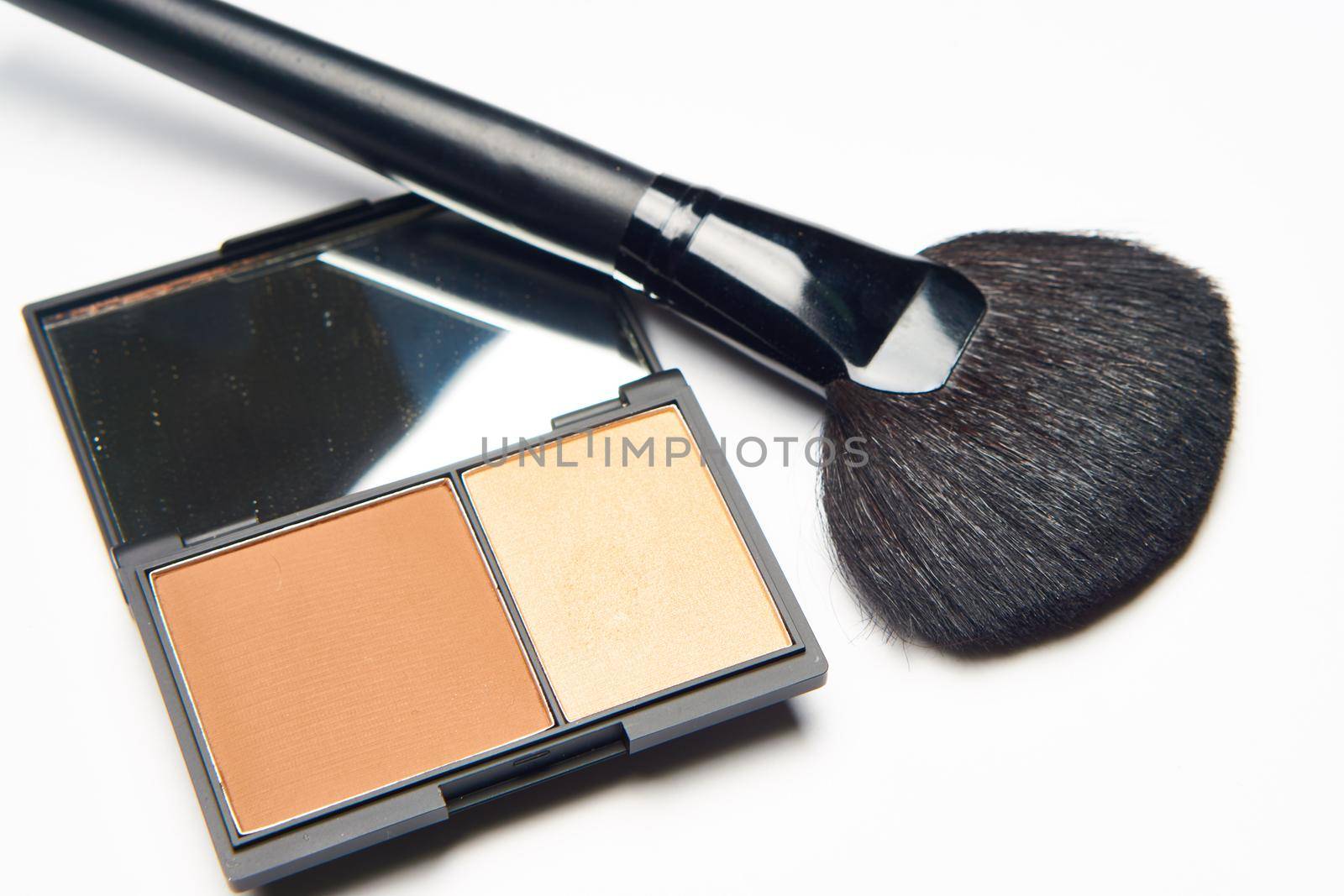 makeup brushes accessories cosmetics top view fashion. High quality photo