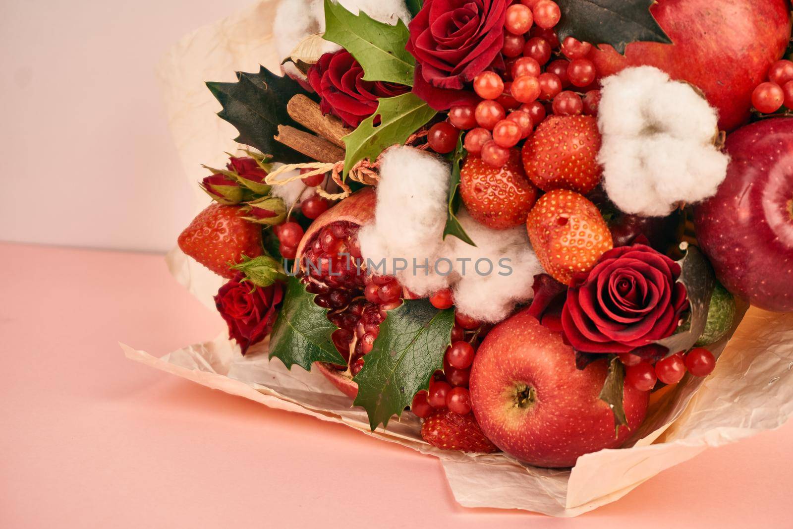 fruit vitamins decoration romance gift food pink background. High quality photo