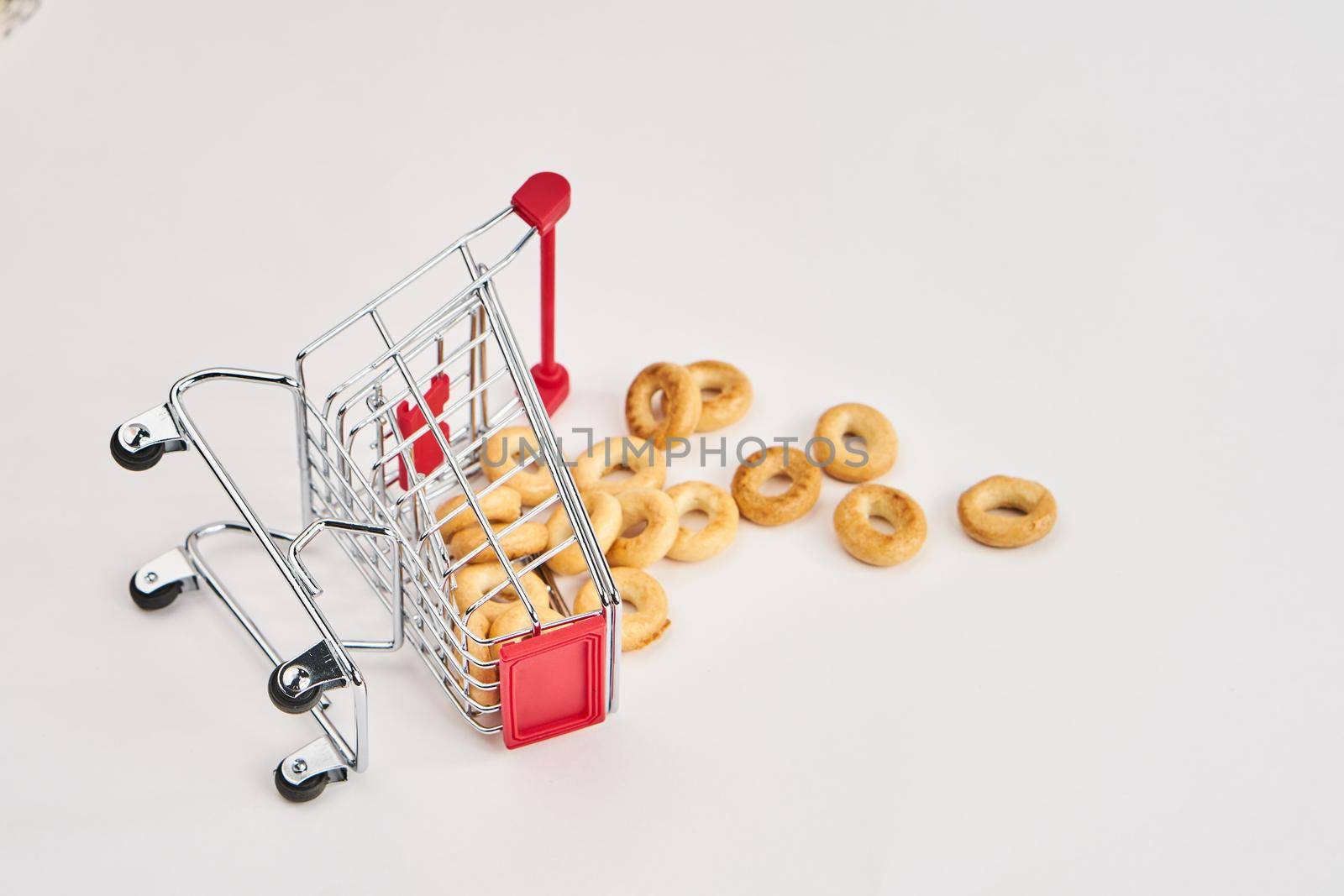 grocery carts supermarket shopping in the store. High quality photo