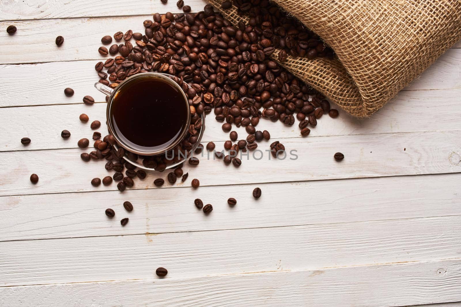 coffee beans Hot drink spilled grains caffeine pattern. High quality photo